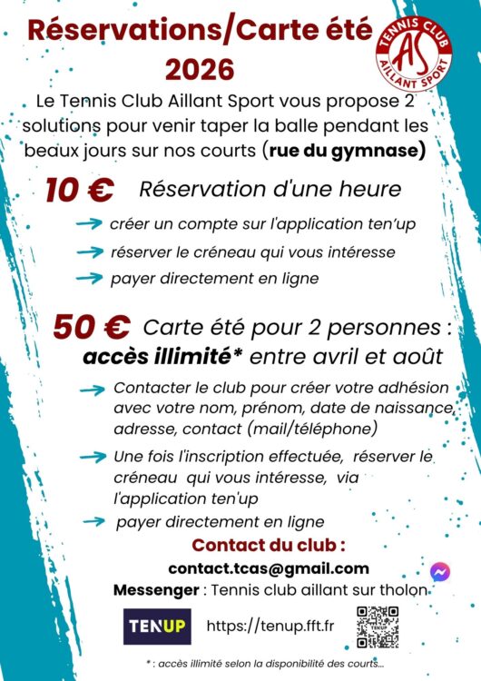 TENNIS – CARTE ÉTÉ